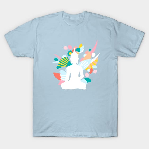 White Budda with Colorful Energy (Pastels) T-Shirt by XOOXOO